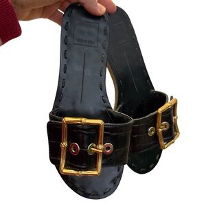 Dolce Vita Black Slides with Gold Accent 5.5